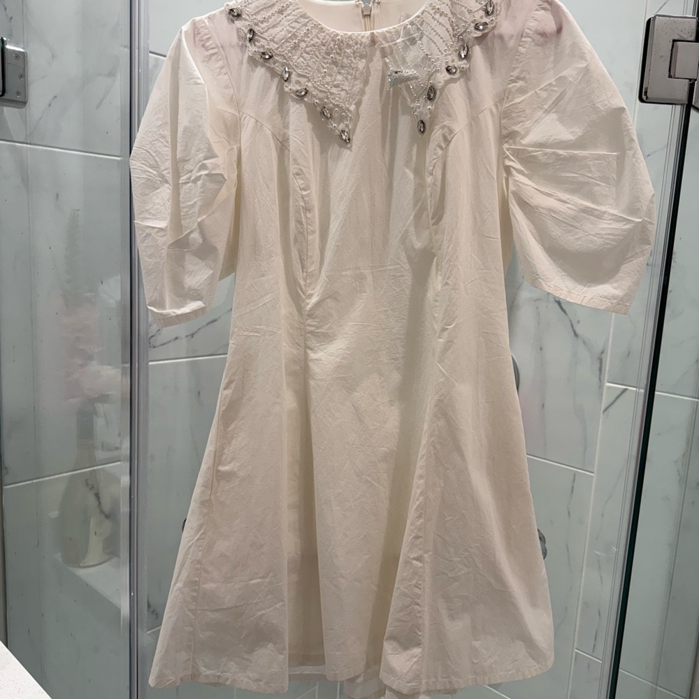 BHLDN Cream Dress with Pearl Embellishments M NWT